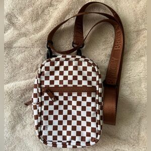 Brixley Brown Checkered Crossbody Sling